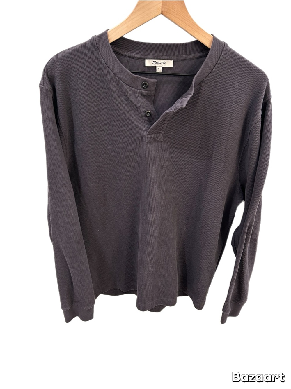 Madewell Men’s Ribbed Henley Shirt – Size Medium – Gray